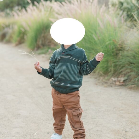 Hope & Henry Kids's Organic Long Sleeve Striped Shawl Collar Sweater - Picture 5 of 5